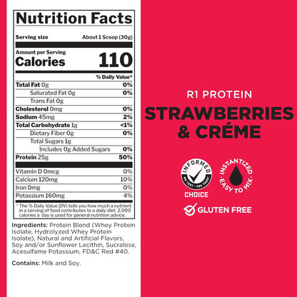 Rule1 R1 100% Whey Protein Isolate and Hydrolysate Protein Powder 1.98 lb, Vanilla Butter Cake (30 Servings)