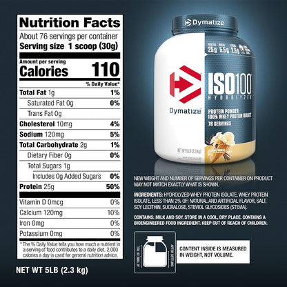 Dymatize ISO100 - 100% Hydrolyzed Whey Protein Isolate - Chocolate Peanut Butter, 5lbs/2.3kg