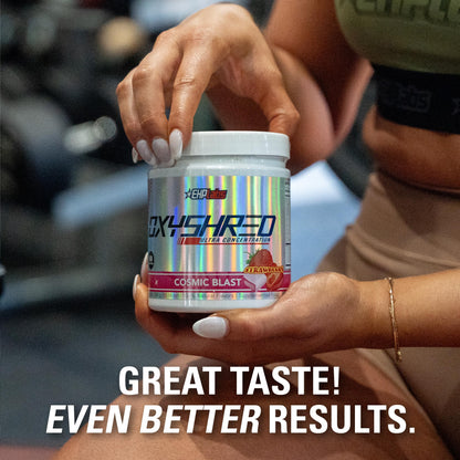 EHPlabs OxyShred Ultra Concentration Shredding Supplement - Clinically Proven, Pre Workout, Promotes Shredding, Natural Energy Boost - Peach Candy Rings, 60 Servings