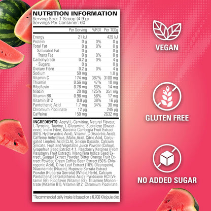 EHPlabs OxyShred Ultra Concentration Shredding Supplement - Clinically Proven, Pre Workout, Promotes Shredding, Natural Energy Boost - Peach Candy Rings, 60 Servings