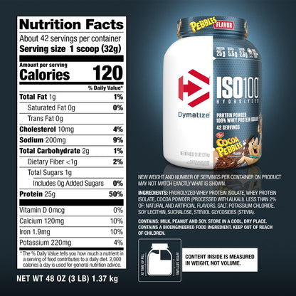 Dymatize ISO100 - 100% Hydrolyzed Whey Protein Isolate - Chocolate Peanut Butter, 5lbs/2.3kg