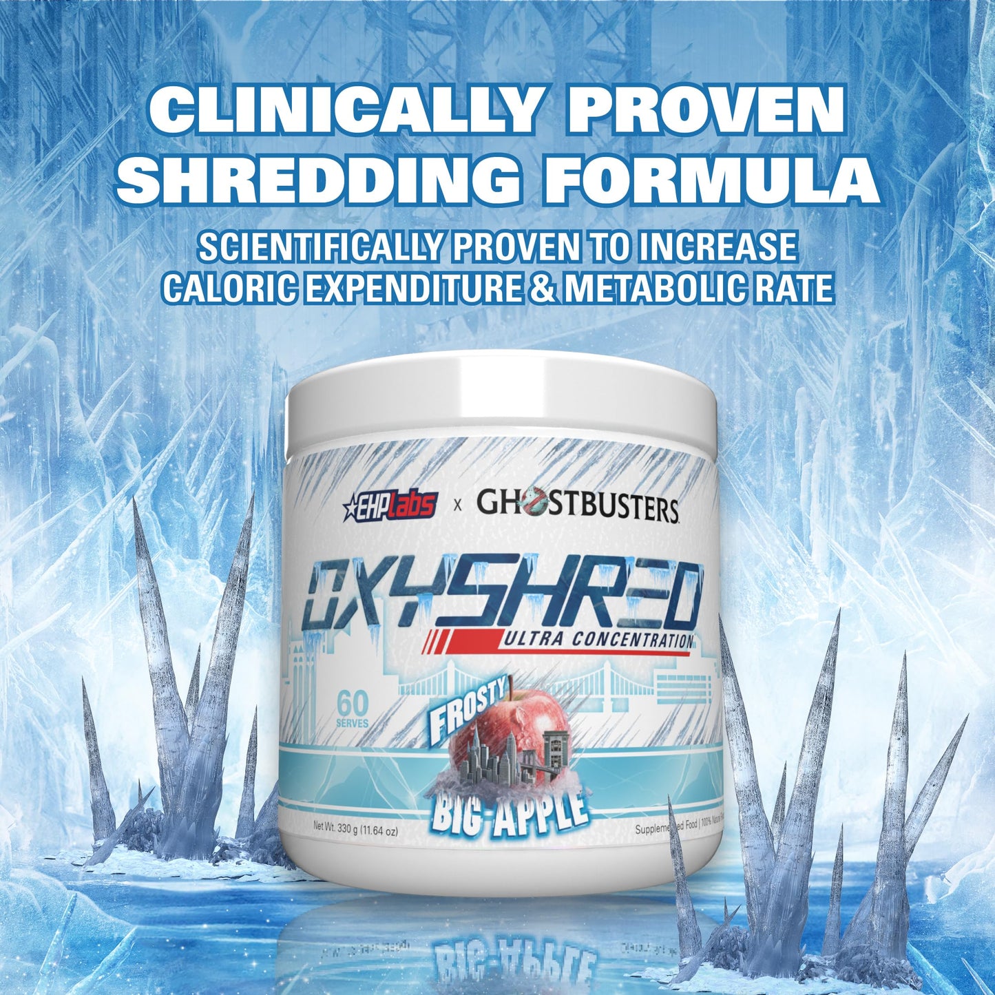 EHPlabs OxyShred Ultra Concentration Shredding Supplement - Clinically Proven, Pre Workout, Promotes Shredding, Natural Energy Boost - Peach Candy Rings, 60 Servings