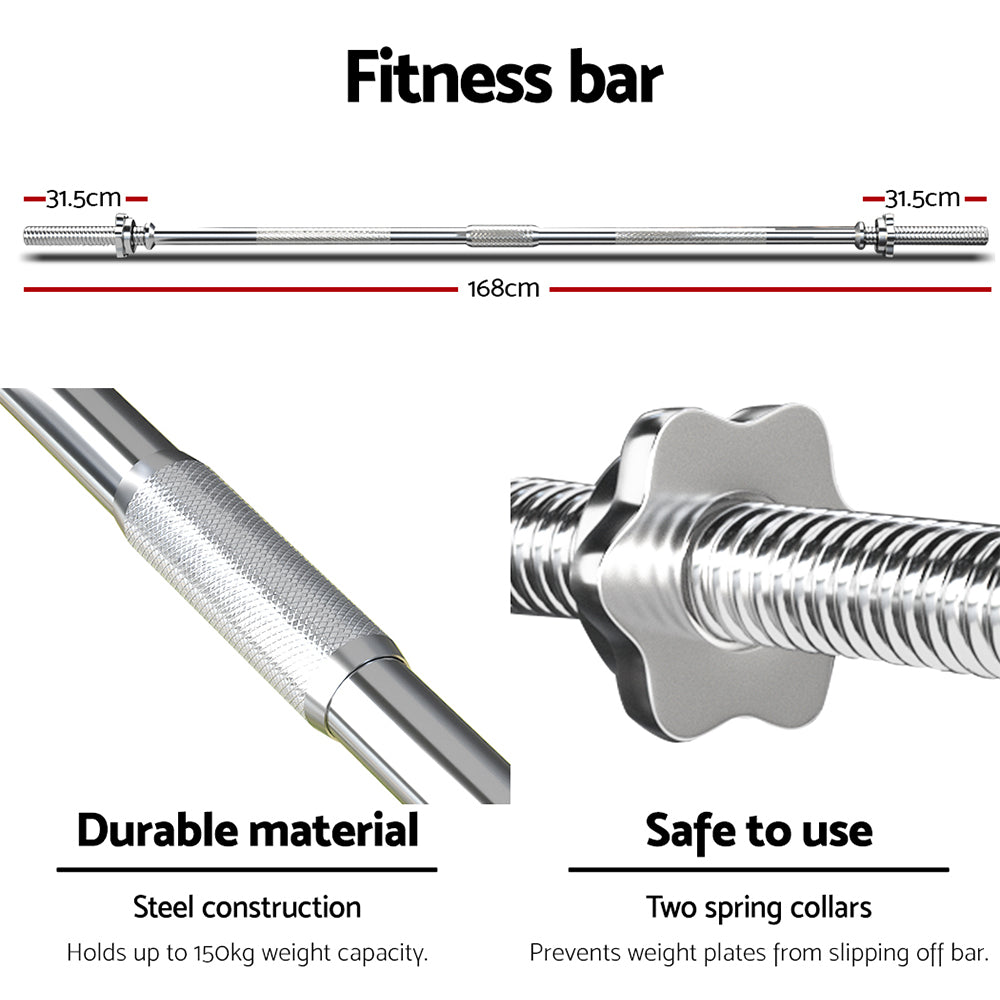 Everfit 68kg Barbell Weight Set Lifting 168cm