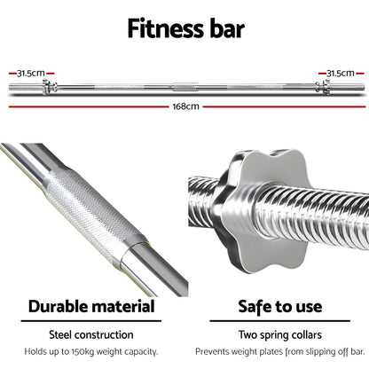 Everfit 68kg Barbell Weight Set Lifting 168cm