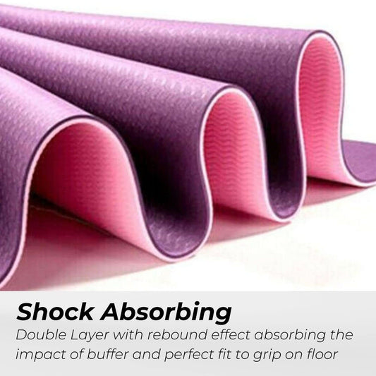 VERPEAK TPE Yoga Mat Dual Color (Lavender) with Yoga Bag and Strap -