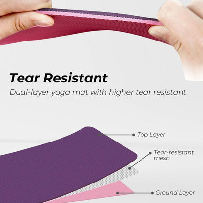 VERPEAK TPE Yoga Mat Dual Color (Lavender) with Yoga Bag and Strap -