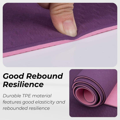 VERPEAK TPE Yoga Mat Dual Color (Lavender) with Yoga Bag and Strap -