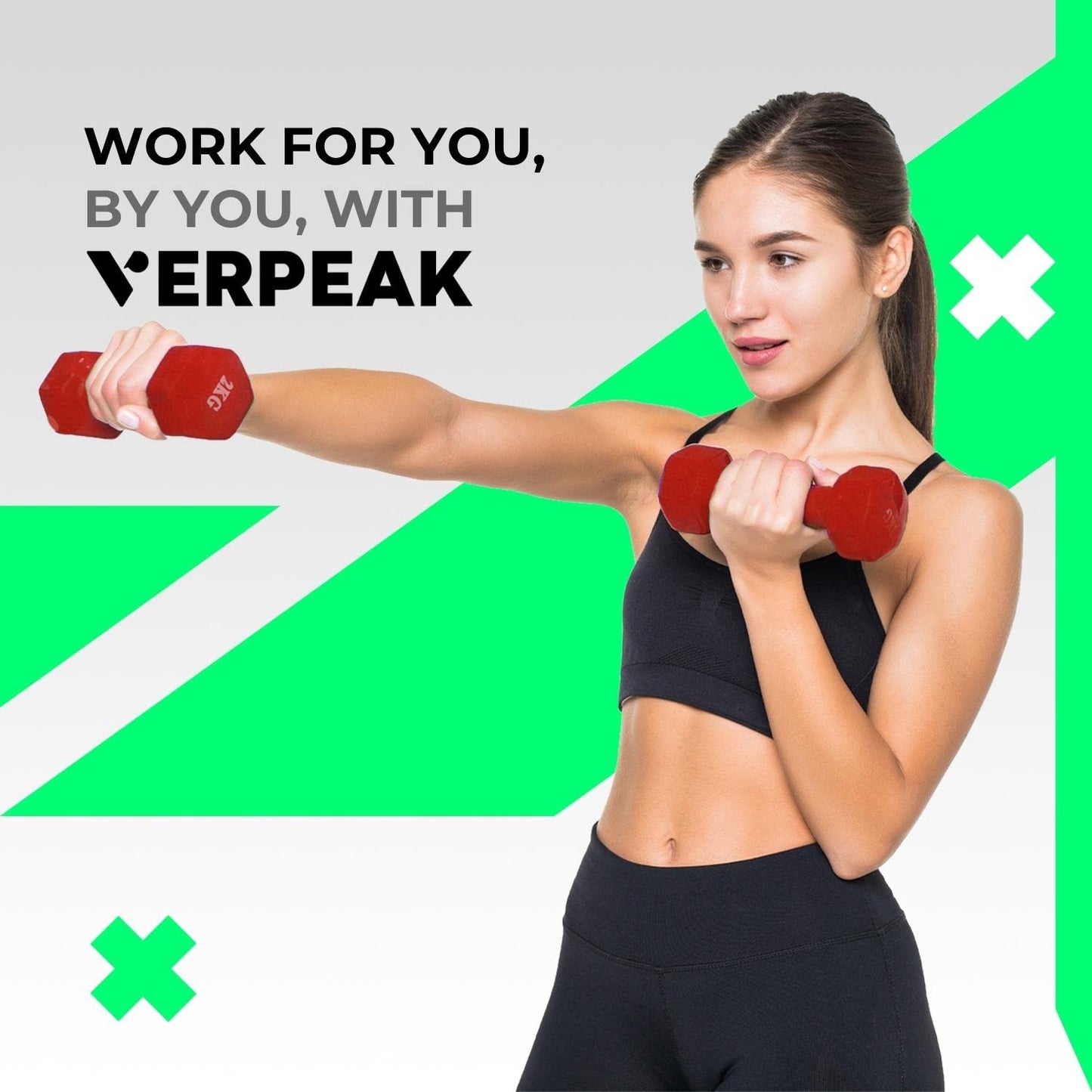 VERPEAK 24kg (3,4,5kg x 2) Neoprene Dumbbell Set